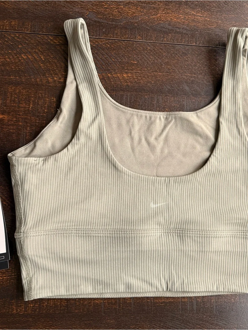 NIKE // Zenvy Ribbed Longline Bra Top in Light Army - Picture 2 of 5